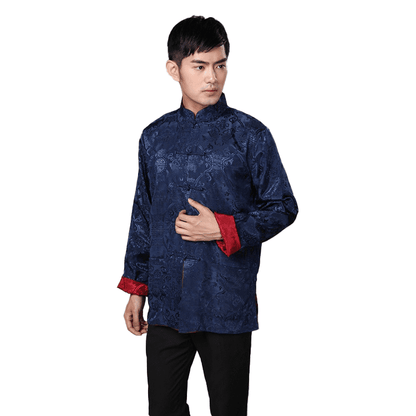 Blue and Red Tangzhuang Jacket for Chinese New Year