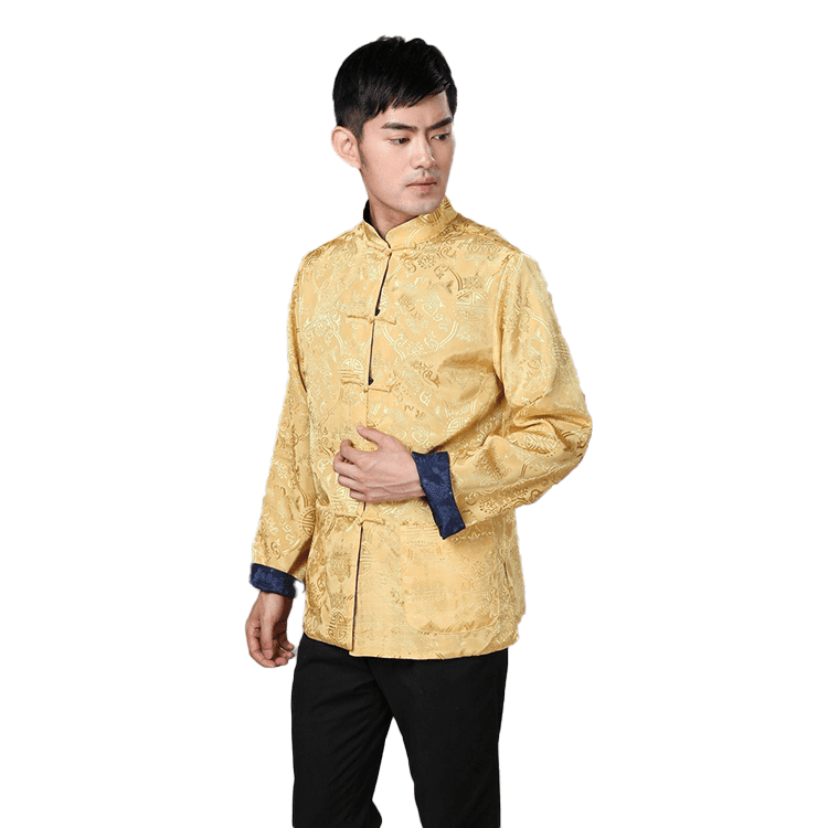 Gold and Blue Tangzhuang Jacket for Chinese New Year