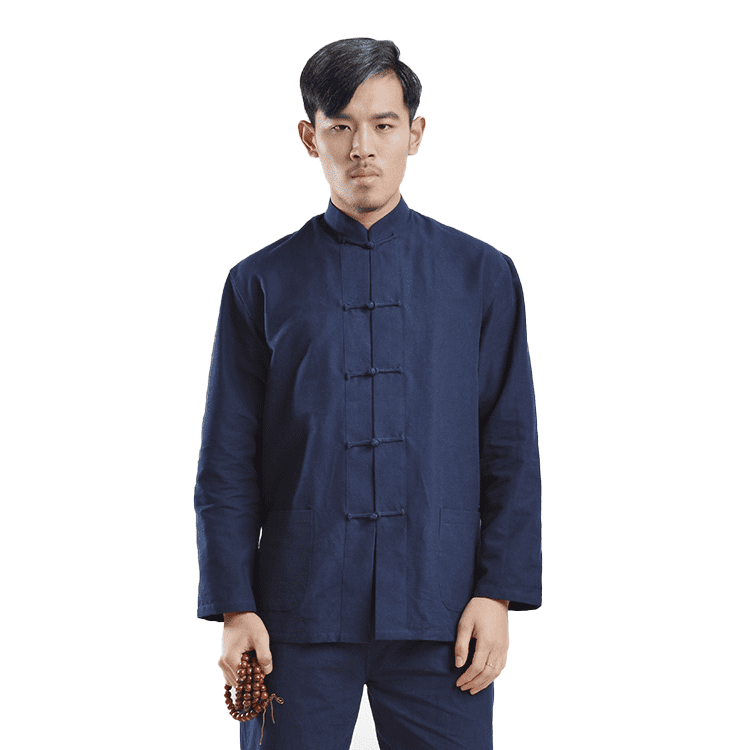 Navy Blue Tangzhuang Shirt