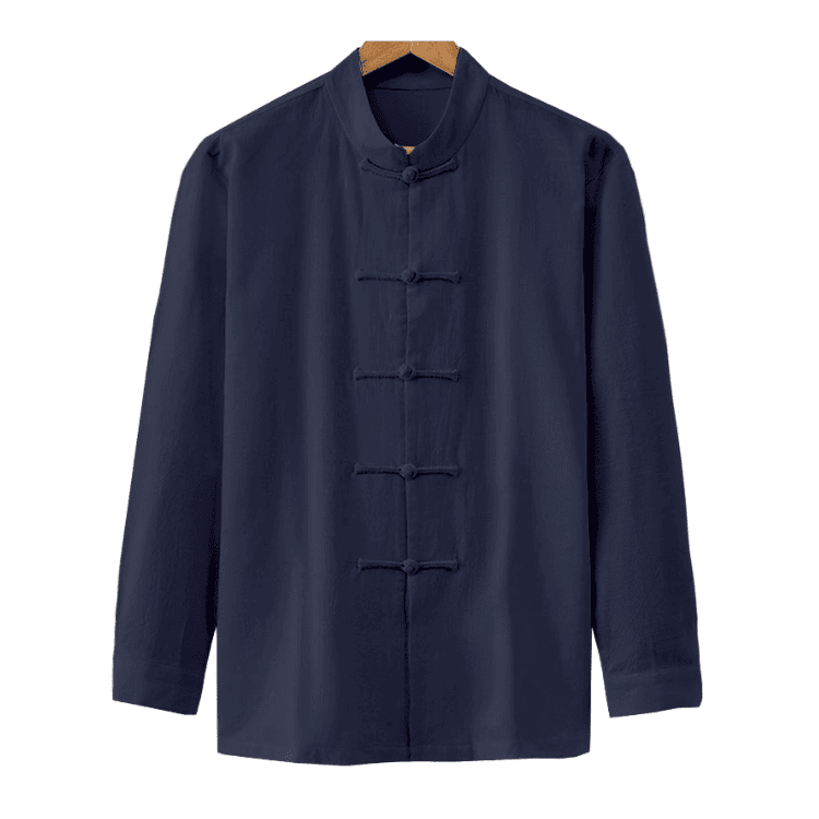 Navy Blue Tangzhuang Shirt