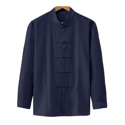 Navy Blue Tangzhuang Shirt