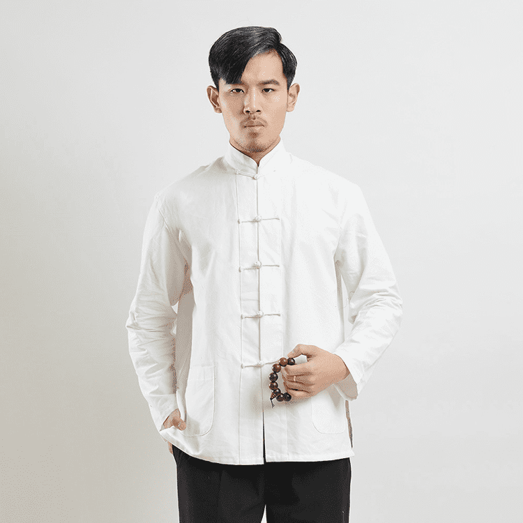 White Tangzhuang Shirt