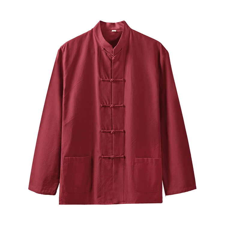 Wine Red Tangzhuang Shirt