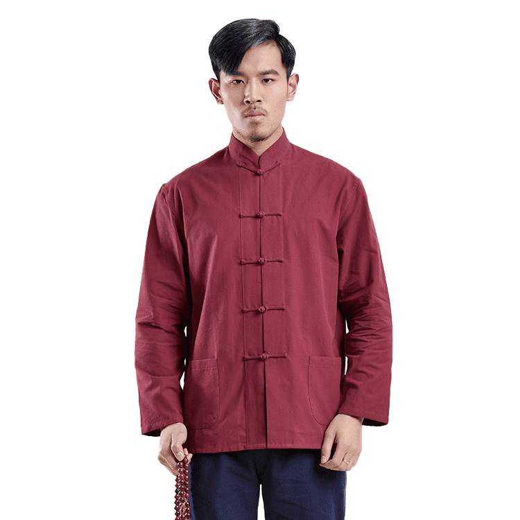 Wine Red Tangzhuang Shirt