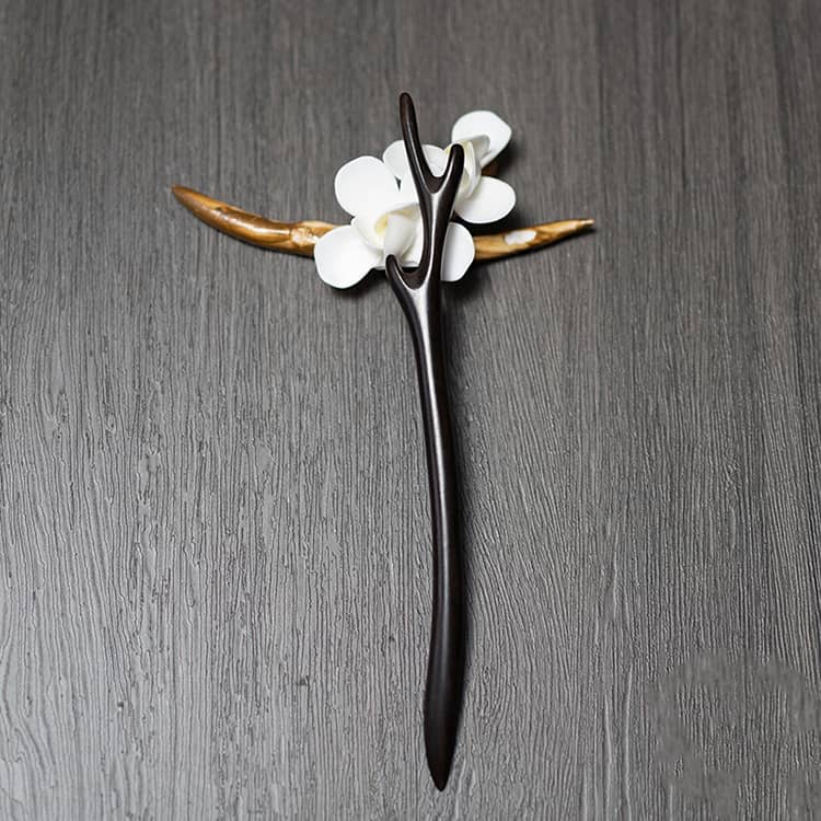 18cm Black Sandalwood Chinese Hairpin Zan