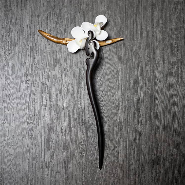 18cm Black Sandalwood Chinese Hairpin Zan