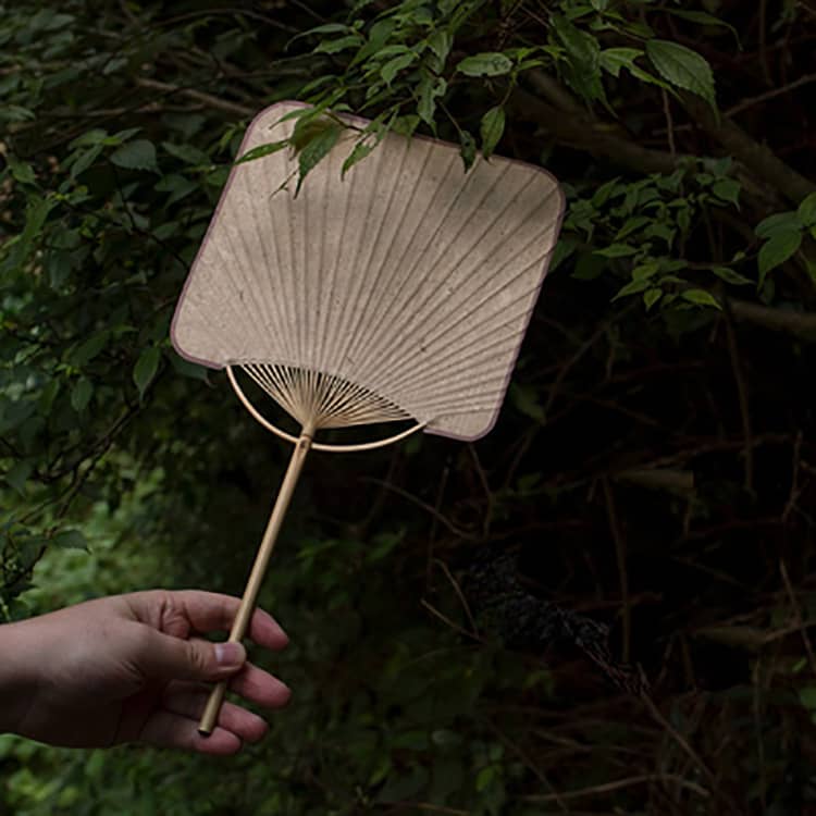 Small Square Rigid Chinese Hand Fan Made by Bamboo and Paper