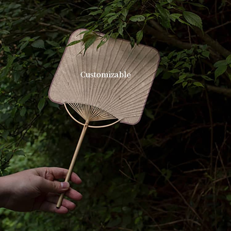 Small Customizable Square Rigid Chinese Hand Fan Made by Bamboo and Paper