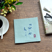 Load image into Gallery viewer, Green Chinese Handkerchief with the Embroidered Pattern of Bamboo

