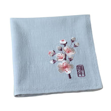 Load image into Gallery viewer, Grey Chinese Handkerchief with the Embroidered Pattern of Peach Blossom
