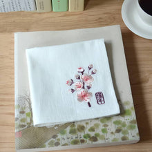 Load image into Gallery viewer, White Chinese Handkerchief with the Embroidered Pattern of Peach Blossom

