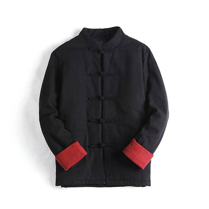 Black Chinese Jacket with Folded Cuffs