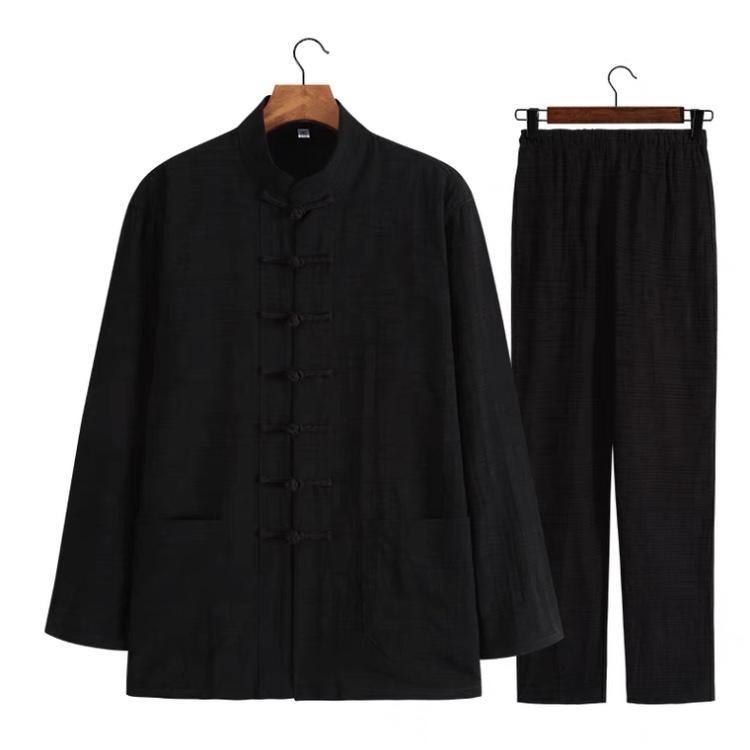 Textured Two-Piece Tang Suit with Black Jackets and Black Pants