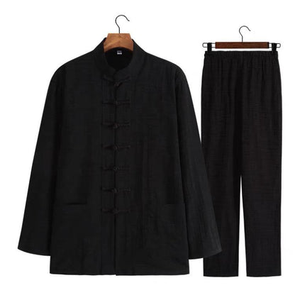 Textured Two-Piece Tang Suit with Black Jackets and Black Pants
