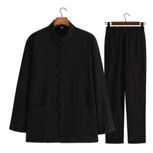 Load image into Gallery viewer, Textured Two-Piece Tang Suit with Black Jackets and Black Pants
