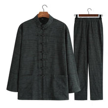 Load image into Gallery viewer, Textured Two-Piece Tang Suit with Dark Green Jacket and Dark Green Pants
