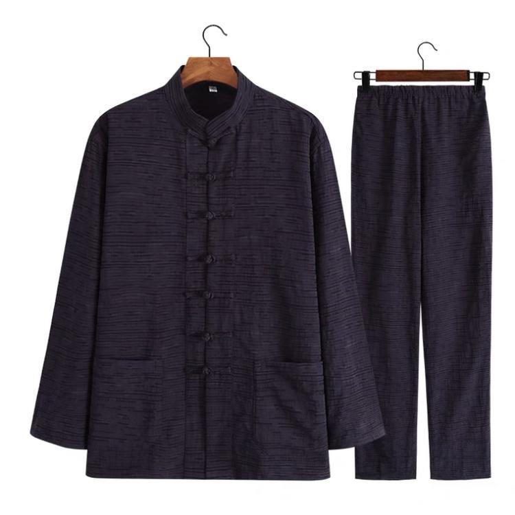 Textured Two-Piece Tang Suit with Navy Blue Jacket and Navy Blue Pants