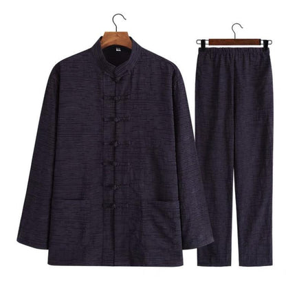 Textured Two-Piece Tang Suit with Navy Blue Jacket and Navy Blue Pants
