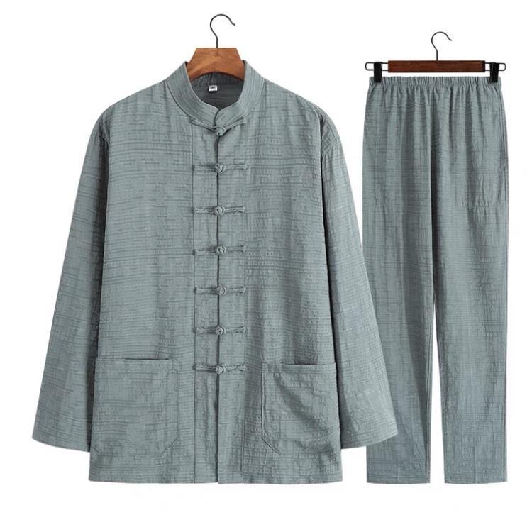 Textured Two-Piece Tang Suit with Bean Green Jacket and Bean Green Pants