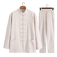 Load image into Gallery viewer, Textured Two-Piece Tang Suit with Beige Jacket and Beige Pants
