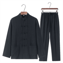 Load image into Gallery viewer, black cotton and linen chinese traditional basic tangzhuang suit
