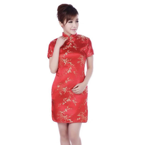 red Chinese Traditional Short Sexy Party Dress