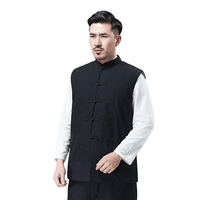 Black Padded Chinese waistcoat