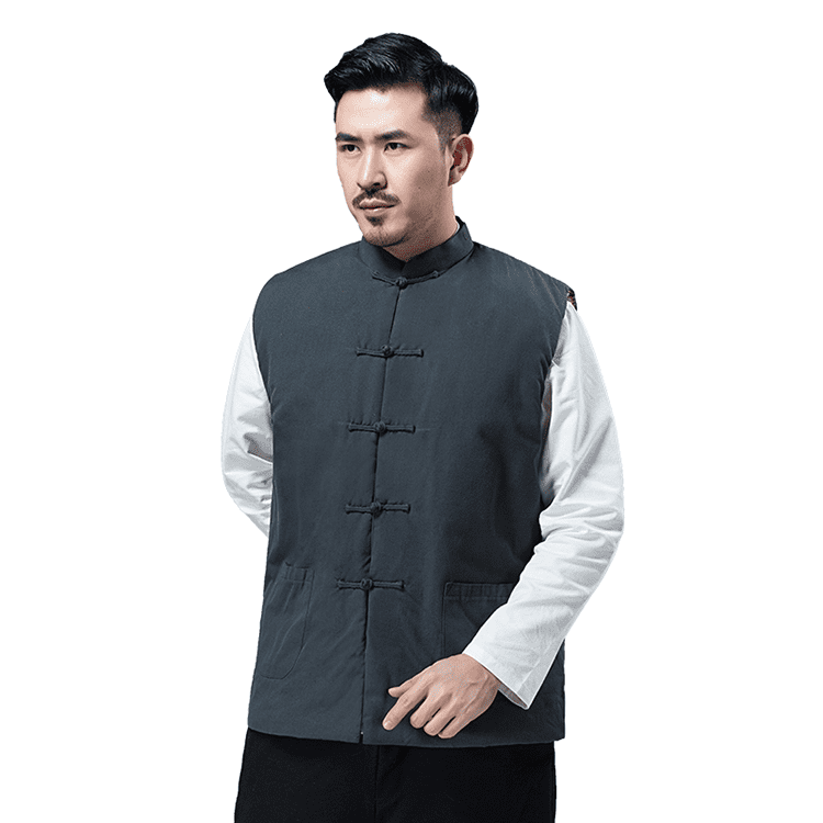 Grey Padded Chinese waistcoat