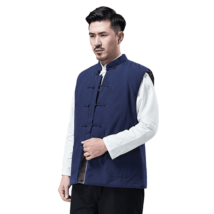 Navy blue Padded Chinese waistcoat