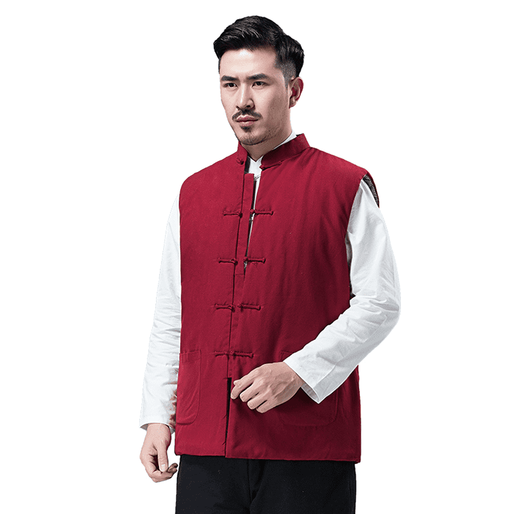 Wine red Padded Chinese waistcoat