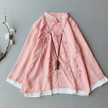 Pink double layers qipao blouse