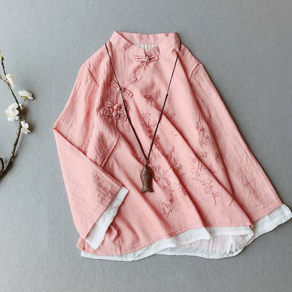 Pink double layers qipao blouse