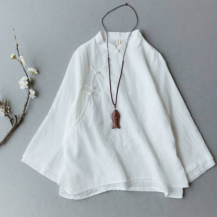 White double layers qipao blouse