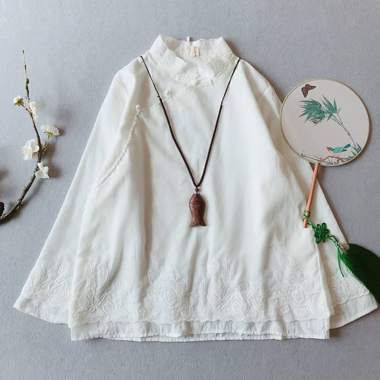 White double layers qipao/cheongsam blouse