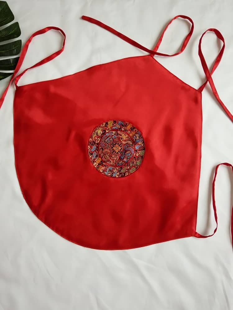 Red Ancient Chinese Underwear Dudou with Circle Folk Patterns