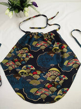 Load image into Gallery viewer, Blue Chinese Underwear Dudou with Fan Patterns and Drawstring Neckline
