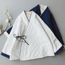Load image into Gallery viewer, White and navy blue padded hanfu blouses

