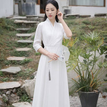 Load image into Gallery viewer, A woman with a white hanfu dress

