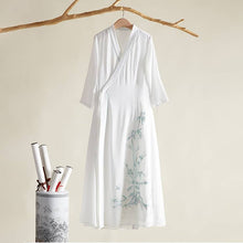 Load image into Gallery viewer, Front of a hanfu dress with the embroidery of bamboo
