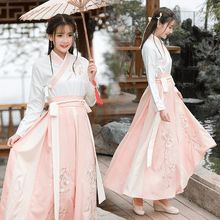 Load image into Gallery viewer, Pink hanfu dress ruqun for women with long sleeves
