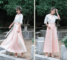 Load image into Gallery viewer, Pink hanfu dress ruqun for women with short sleeves
