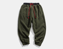 Load image into Gallery viewer, Front Army Green Lambswool Warm Thick Pants in Winter for both Men and Women
