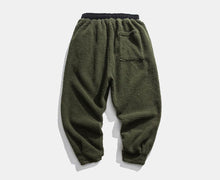 Load image into Gallery viewer, Back Army Green Lambswool Warm Thick Pants in Winter for both Men and Women
