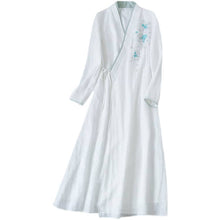 Load image into Gallery viewer, White embroidered modern hanfu dress with jacquard fabric
