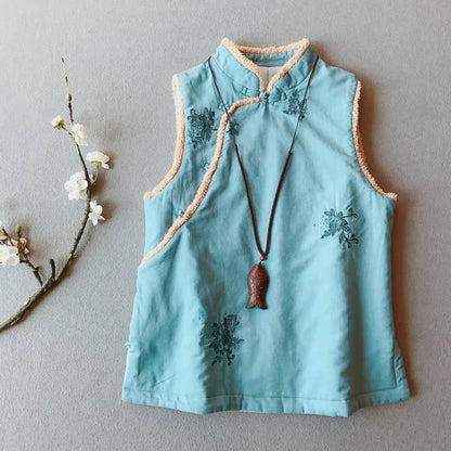 Blue padded qipao/cheongsam vest