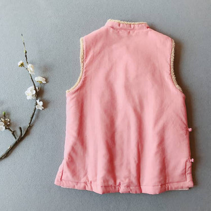 Back of a pink padded qipao/cheongsam vest