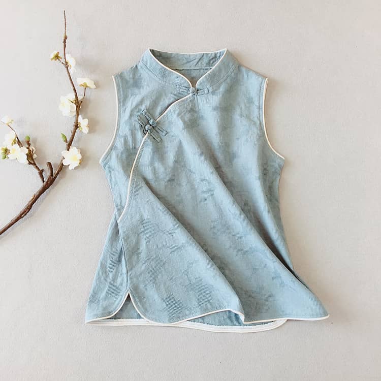 Blue qipao/cheongsam vest