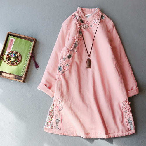 Pink traditional padded qipao dress