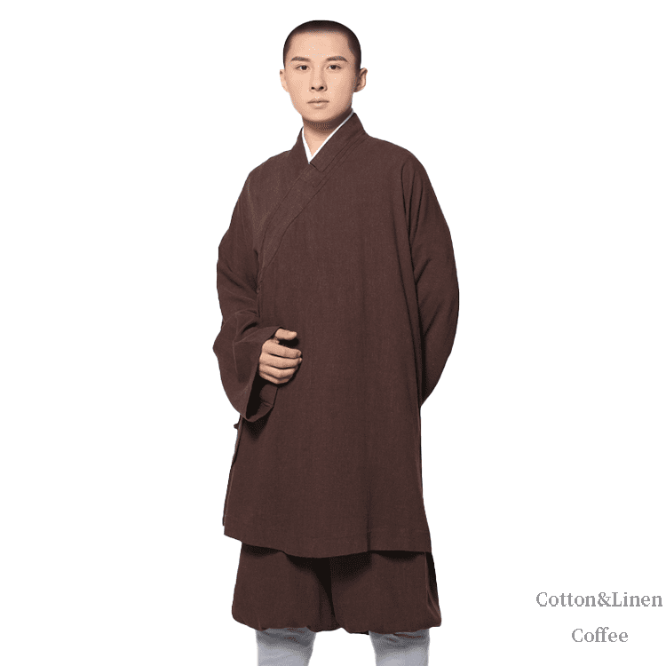 Coffee Cotton&Linen Arhat Monk Robe