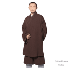 Load image into Gallery viewer, Coffee Cotton&amp;Linen Arhat Monk Robe

